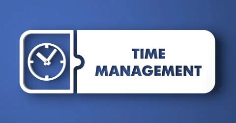 Time Management on Blue in Flat Design Style. Stock Illustration