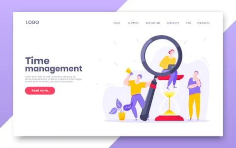 Time management business concept with tiny people, giant hourglass Stock Illustration