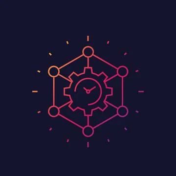 Time management, business planning vector linear icon Illustrazione stock