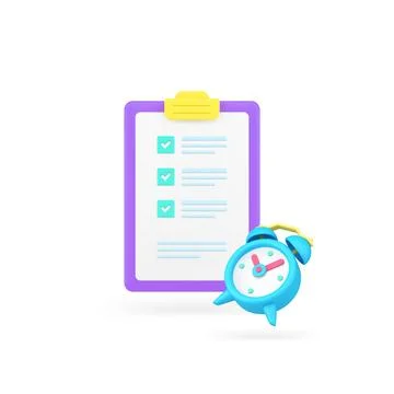 Time management business productivity efficient planning task complete 3d ico Stock Illustration