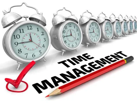 Time management. The check mark Illustration