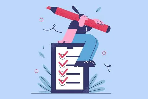 Time management, checklist and successful self organisation concept Stock Illustration