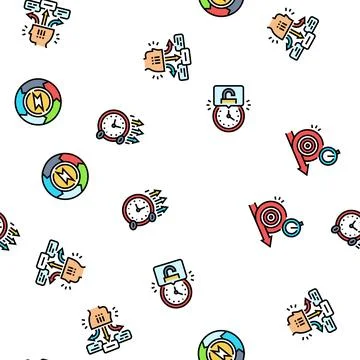 Time management clock work seamless pattern vector 스톡 일러스트