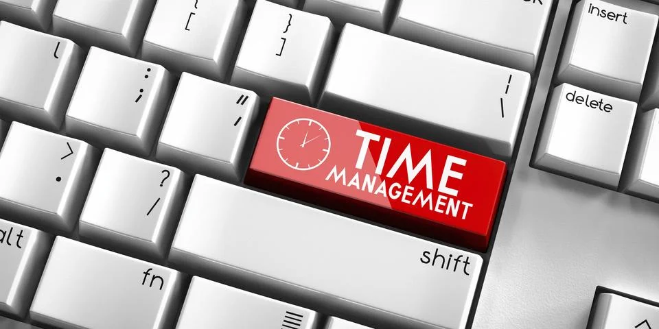 Time management - computer keyboard - 3D illustration Stock Illustration