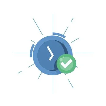 Time management concept. alarm clock with check mark. Stock Illustration