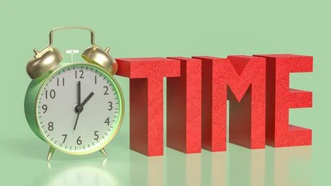 Time Management Concept with Alarm Clock and Productivity Symbol 3d render. Stockillustratie