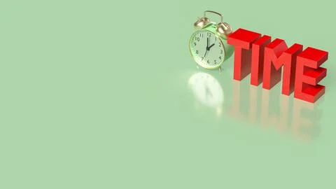 Time Management Concept with Alarm Clock and Productivity Symbol 3d render. Illustrazione stock
