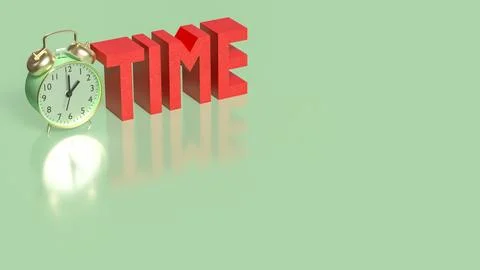 Time Management Concept with Alarm Clock and Productivity Symbol 3d render. Illustrazione stock