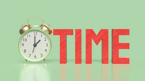 Time Management Concept with Alarm Clock and Productivity Symbol 3d render. Stock Photos