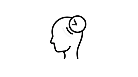 Time Management Concept Animation | Human Head and Clock Icon Motion Graphic Stock Footage 313898023