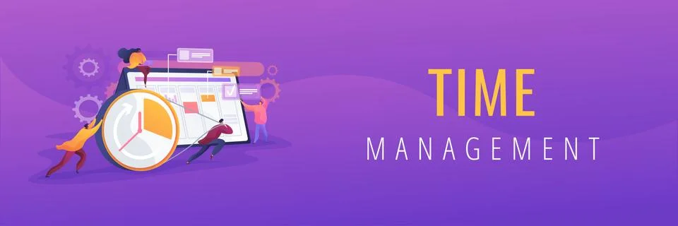 Time management concept banner header Illustrazione stock