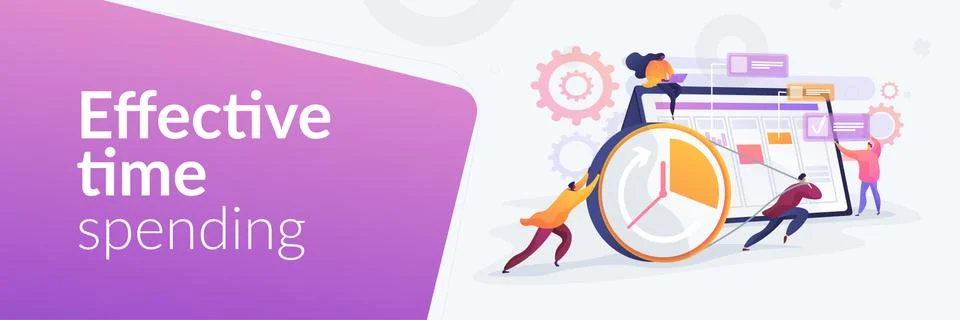 Time management concept banner header Illustrazione stock