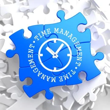 Time Management Concept on Blue Puzzle. Illustrazione stock