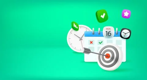 Time management concept with clock and calendar. Vector banner with copy spac Иллюстрация