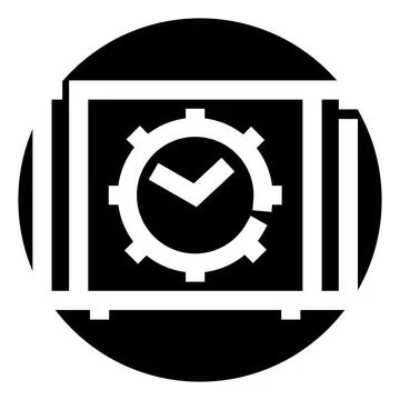 Time management concept with clock and gear interface Stock Illustration