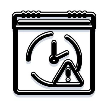 Time management concept with clock and warning icon Stock Illustration