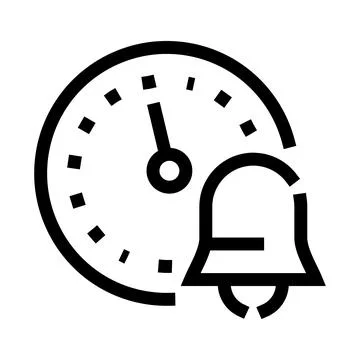 Time management concept with clock and bell icon Illustrazione stock