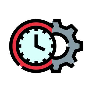 Time management concept with clock and gear icon Illustration