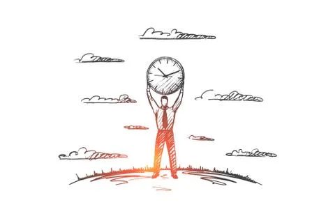 Time management concept. Hand drawn isolated vector. Stock Illustration