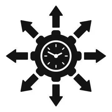 Time management concept icon with clock and arrows Stock Illustration