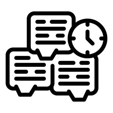 Time management concept icon with clock and documents representing tasks Stock Illustration