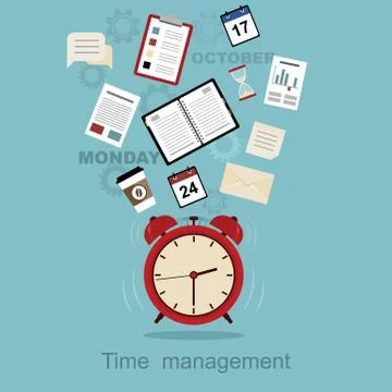 Time management concept planning, organization, working time. Stock Illustration