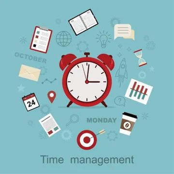 Time management concept planning, organization, working time. Stock Illustration