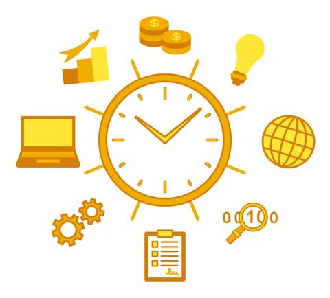 Time management concept poster on white background Illustrazione stock
