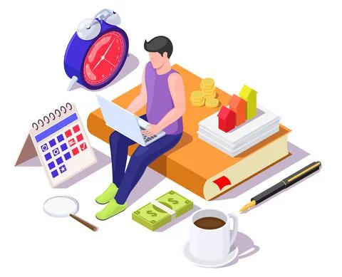 Time management concept, process of planning and controlling working time Stock Illustration