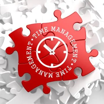 Time Management Concept on Red Puzzle. Stock Illustration