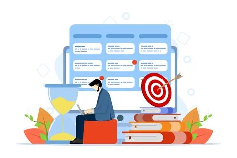 Time management concept of schedule, deadline, planner, planning. Stock Illustration