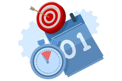 Time management concept schedule, target, deadline, planner. 스톡 일러스트