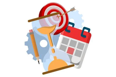Time management concept schedule, target, deadline, planner. Stock Illustration