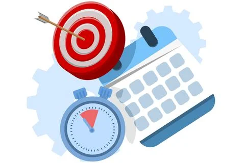 Time management concept schedule, target, deadline, planner. Illustrazione stock