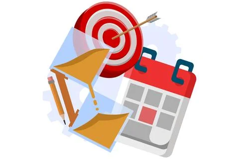 Time management concept schedule, target, deadline, planner. Stock Illustration