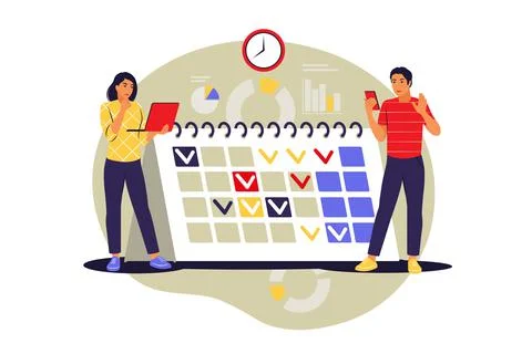 Time management concept. Self management, self control, target. Vector illust Stock Illustration