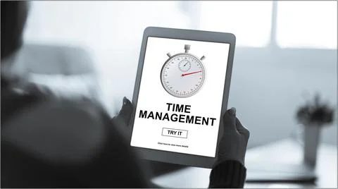 Time management concept on a tablet Stock Photos