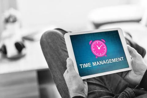 Time management concept on a tablet Stock Photos
