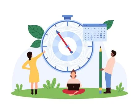 Time management concept with tiny people Stock Illustration