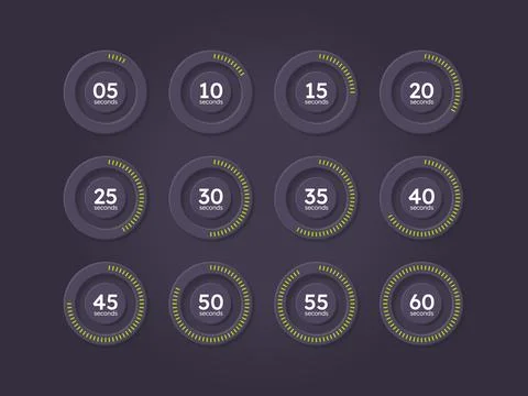 Time management countdown timer set on dark background 库存插图