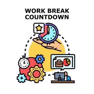 Time management counting down to a work break Stock Illustration