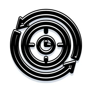 Time management cycle with clock and arrows Stock Illustration