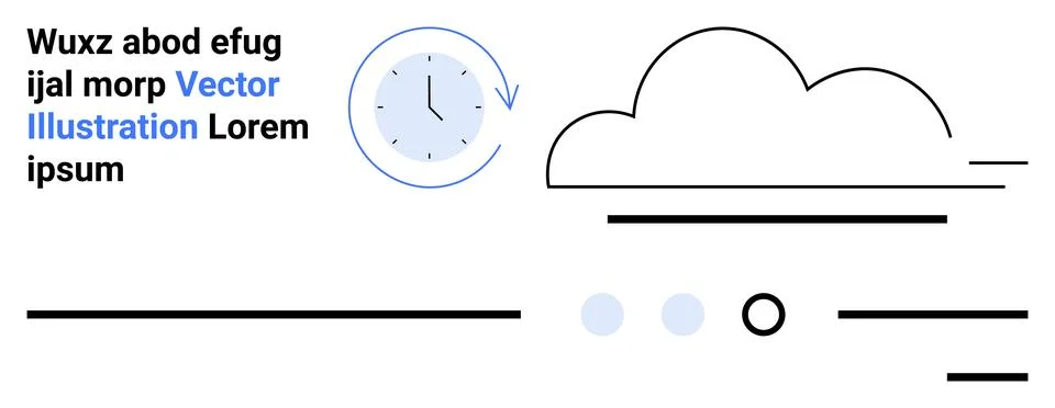 Time management, data storage, cloud computing, digital communication, minima Illustrazione stock
