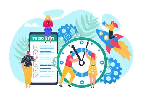 Time management to do list, efficient use of time for implementation of business Stock Illustration