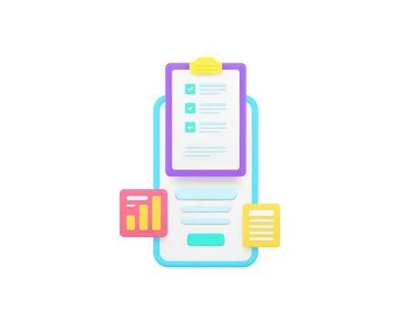 Time management to do list smartphone application 3d icon realistic vector .. Stock Illustration