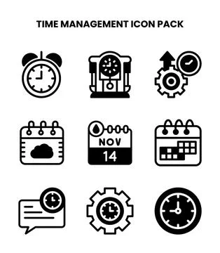 Time Management DuoTone Vector Icons Pack Stock Illustration