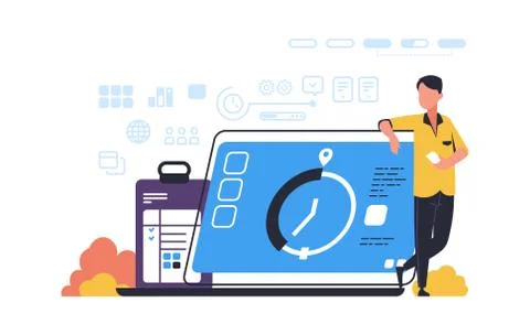 Time management. Effective planning of working hours. Online application for Stock Illustration