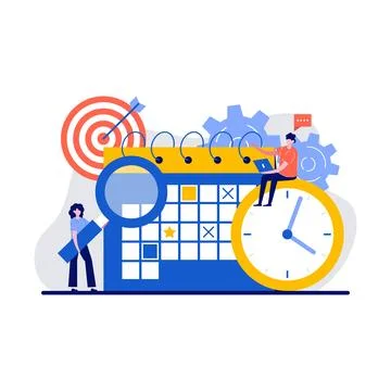 Time management, effective time spending, time planning concept with tiny c.. Stock Illustration
