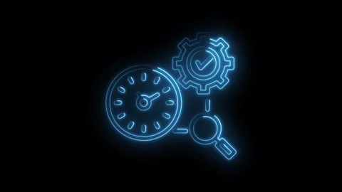 Time management efficiency clock magnifying glass and gear neon icon animat.. Stock Footage 312319209
