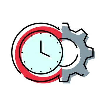 Time management efficiency concept with clock and gear Stock Illustration